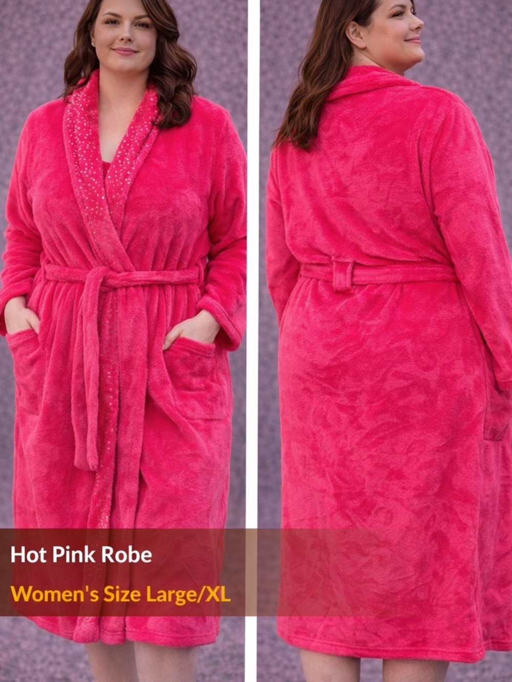 ULTA Plush Hot Pink Hooded Robe with Belt LARGE / XL